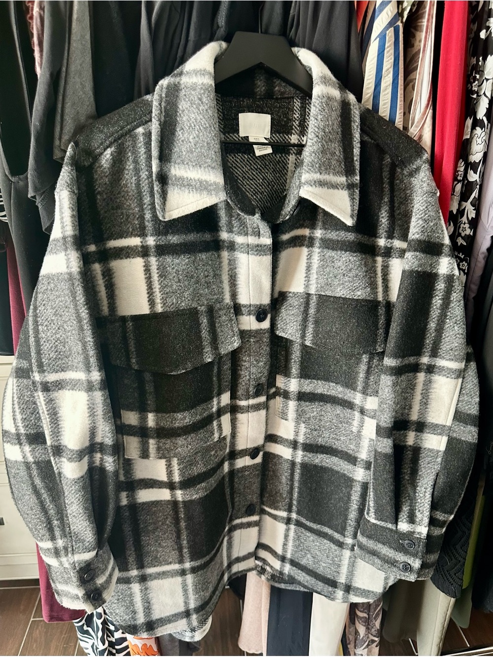 H&M Heavyweight Black and White Plaid Flannel